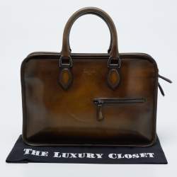 Pre Owned Berluti Brown Venezia Leather Deux Jours Briefcase