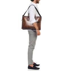Berluti Brown Scritto Leather Mini Un Jour Briefcase