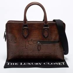 Berluti Brown Scritto Leather Mini Un Jour Briefcase