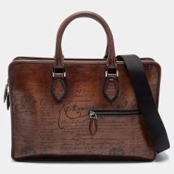 Berluti Brown Scritto Leather Mini Un Jour Briefcase