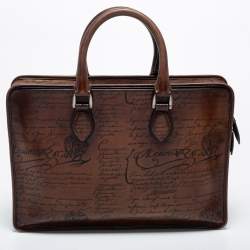 Berluti Brown Scritto Leather Mini Un Jour Briefcase