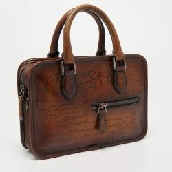 Berluti Brown Scritto Leather Un Jour Messenger Bag