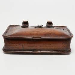 Berluti Brown Scritto Leather Un Jour Messenger Bag