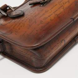 Berluti Brown Scritto Leather Un Jour Messenger Bag