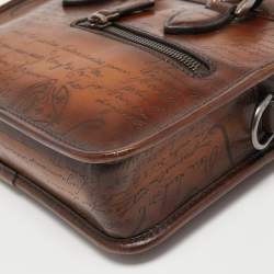 Berluti Brown Scritto Leather Un Jour Messenger Bag