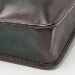 Berluti Dark Green Ombre Leather Un Jour Venezia Briefcase