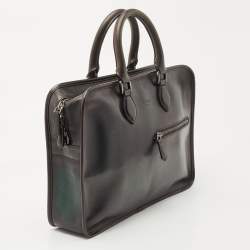 Berluti Dark Green Ombre Leather Un Jour Venezia Briefcase