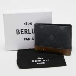 Berluti Dark Grey/Olive Green Coated Canvas and Leather Bifold Wallet