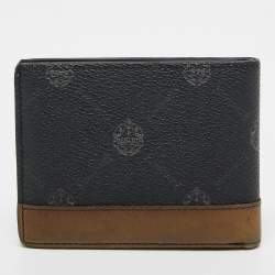 Berluti Dark Grey/Olive Green Coated Canvas and Leather Bifold Wallet