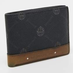 Berluti Dark Grey/Olive Green Coated Canvas and Leather Bifold Wallet