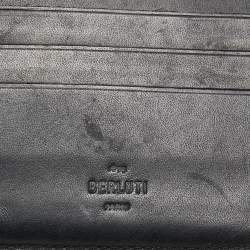 Berluti Dark Grey/Olive Green Coated Canvas and Leather Bifold Wallet