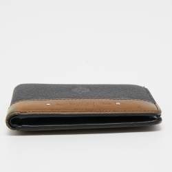 Berluti Dark Grey/Olive Green Coated Canvas and Leather Bifold Wallet
