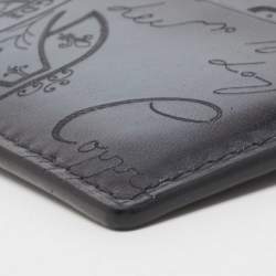 Pre Owned Berluti Blue/Black Scritto Leather Bambou Card Holder