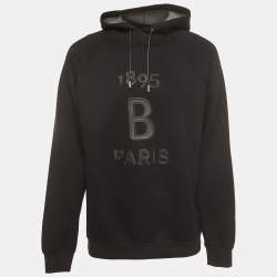 Berluti Black Knit Logo Leather Detail Hooded Sweatshirt XL