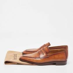Berluti Brown Leather Andy Penny Loafers Size 43.5