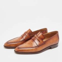 Berluti Brown Leather Andy Penny Loafers Size 43.5