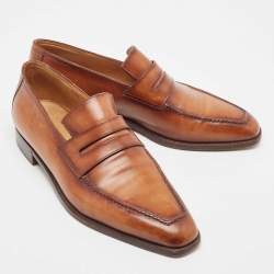 Berluti Brown Leather Andy Penny Loafers Size 43.5