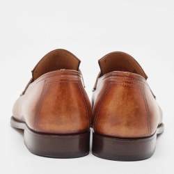 Berluti Brown Leather Andy Penny Loafers Size 43.5