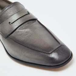 Berluti Grey Leather Lorenzo Scritto Loafers Size 39