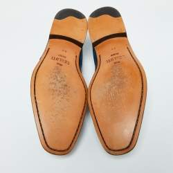 Berluti Blue Leather Strap Detail Slip On Loafers Size 39.5