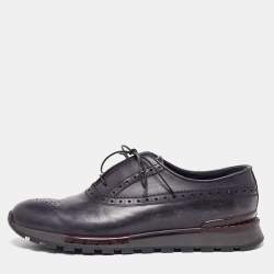Berluti Blue Leather Brogue Sneakers Size 43