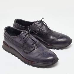 Berluti Blue Leather Brogue Sneakers Size 43