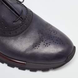 Berluti Blue Leather Brogue Sneakers Size 43