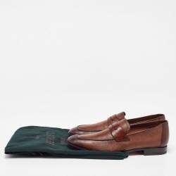 Berluti Brown Leather Lorenzo Loafers Size 39.5