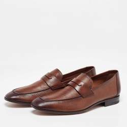 Berluti Brown Leather Lorenzo Loafers Size 39.5