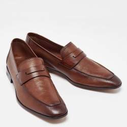 Berluti Brown Leather Lorenzo Loafers Size 39.5