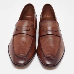 Berluti Brown Leather Lorenzo Loafers Size 39.5