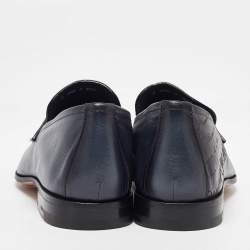 Pre Owned Berluti Blue Leather Lorenzo Scritto Kangaroo Penny Loafers Size 39