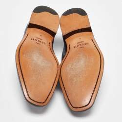 Pre Owned Berluti Blue Leather Lorenzo Scritto Kangaroo Penny Loafers Size 39