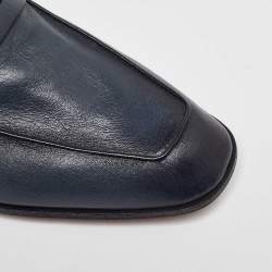 Pre Owned Berluti Blue Leather Lorenzo Scritto Kangaroo Penny Loafers Size 39