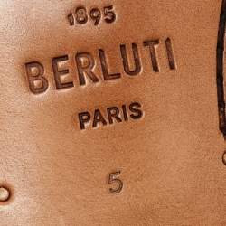 Pre Owned Berluti Blue Leather Lorenzo Scritto Kangaroo Penny Loafers Size 39