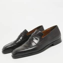 Pre Owned Berluti Black Leather Penny Loafers Size 41