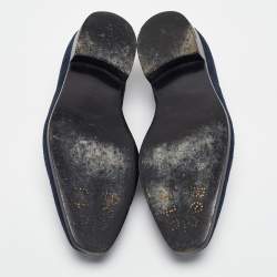 Berluti Navy Blue Suede Penny Loafers Size 41