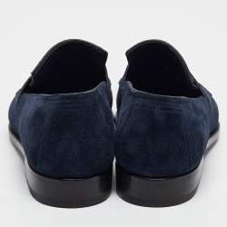 Berluti Navy Blue Suede Penny Loafers Size 41