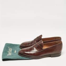 Pre Owned Berluti Brown Leather Penny Loafers Size 40.5