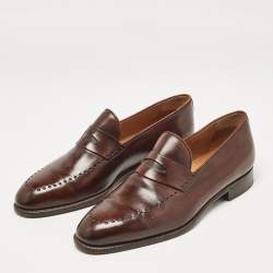 Pre Owned Berluti Brown Leather Penny Loafers Size 40.5