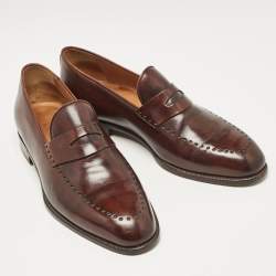 Pre Owned Berluti Brown Leather Penny Loafers Size 40.5