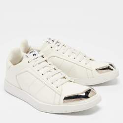 Berluti White Leather Metal Toe Lace Up Sneakers Size 41 