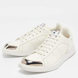 Berluti White Leather Metal Toe Lace Up Sneakers Size 41 