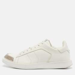 Berluti White Leather Metal Toe Lace Up Sneakers Size 41 