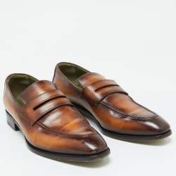 Berluti Tan Leather Andy Penny Loafers Size 38