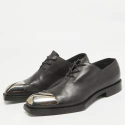 Berluti Black Leather Pointed Toe Lace Up  Oxfords Size 41