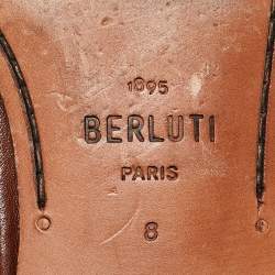 Berluti Brown Leather Lorenzo Penny Slip On Loafers Size 42