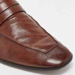 Berluti Brown Leather Lorenzo Penny Slip On Loafers Size 42