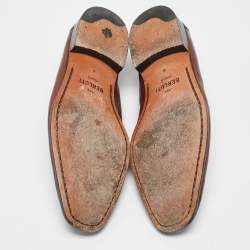 Berluti Brown Leather Lorenzo Penny Slip On Loafers Size 42