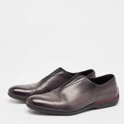 Berluti X Ferrari Grey Leather Slip On Loafers Size 45